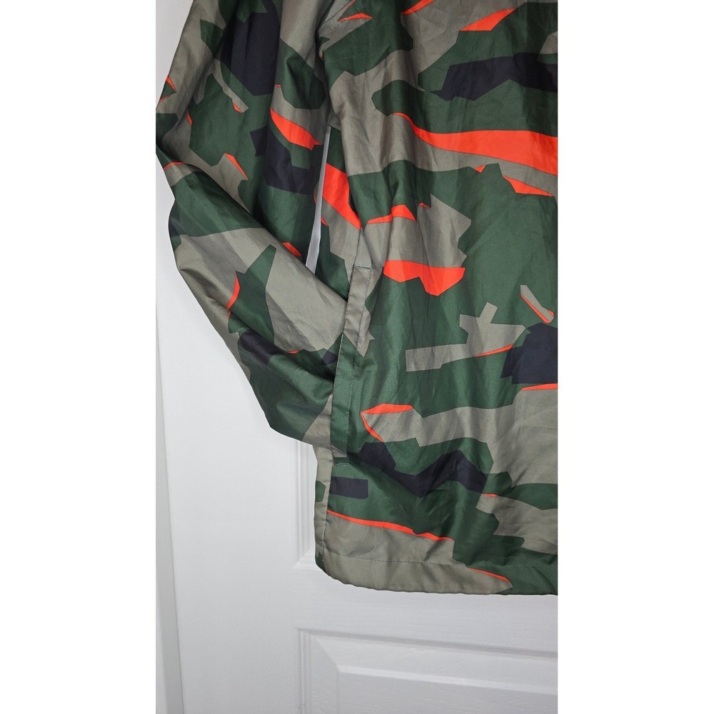 Nike Mens Camo Windbreaker Jacket Green Orange Geometric Print Full Zip Large - Picture 2 of 12